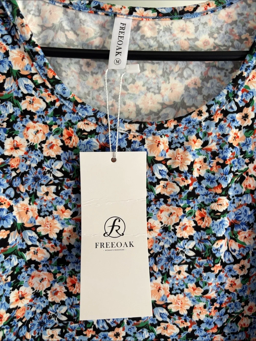 Blue Floral Sleeveless A-Line Dress - Picture 3 of 4